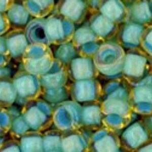 Margele Toho rotunde 8/0 - Inside-Color Rainbow Lt Topaz/Sea Foam Lined