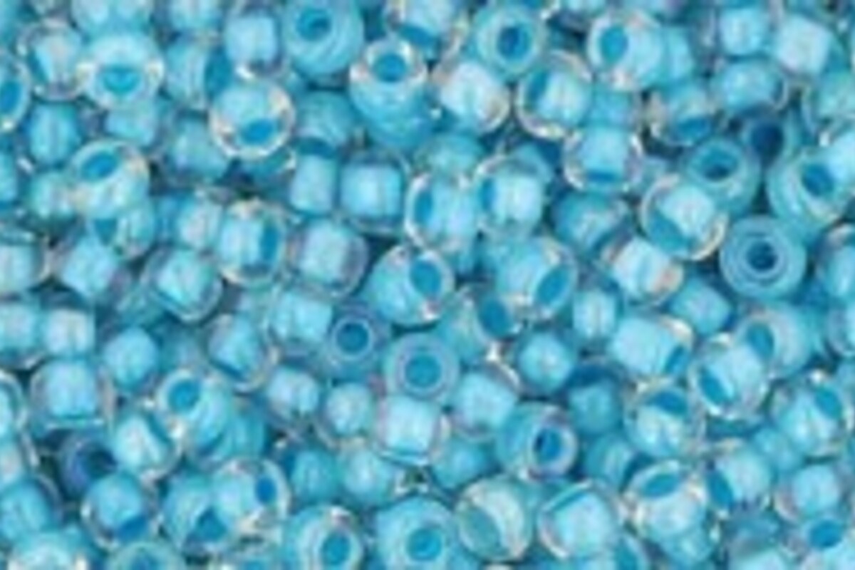Margele Toho rotunde 11/0 - Inside-Color Luster Crystal/Opaque Aqua Lined