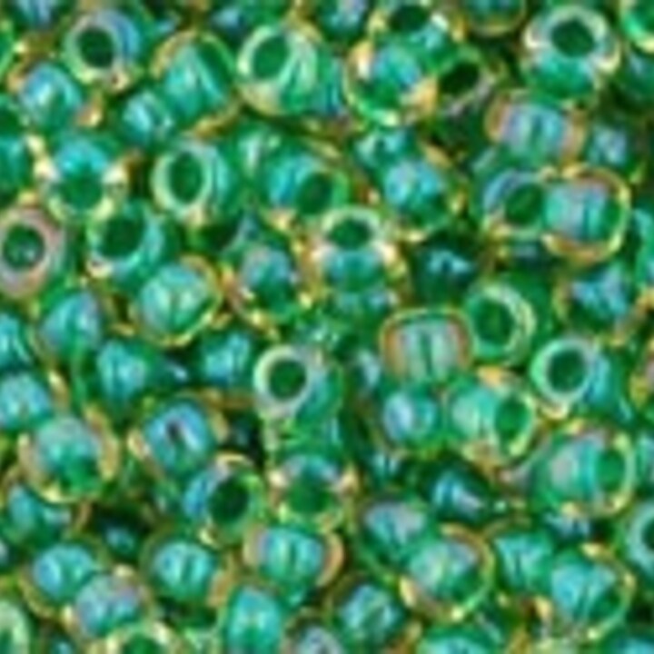 Margele Toho rotunde 11/0 - Inside-Color Luster Jonquil/Emerald Lined