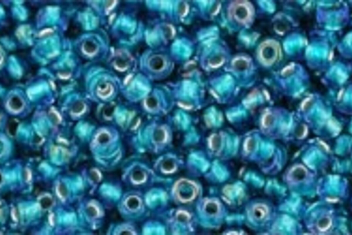 Margele Toho rotunde 11/0 - Inside-Color Rainbow Crystal/Green Teal Lined