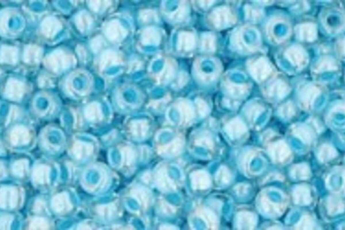 Margele Toho rotunde 11/0 - Inside-Color Crystal/Opaque Blue Lined