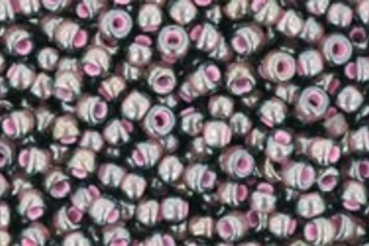Margele Toho rotunde 11/0 - Inside-Color Lustered Black Diamond/Pink Lined