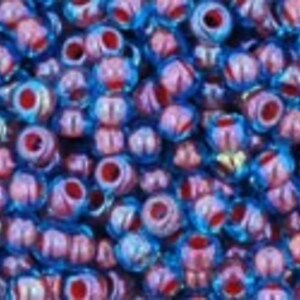 Margele Toho rotunde 11/0 - Inside-Color Aqua/Oxblood Lined