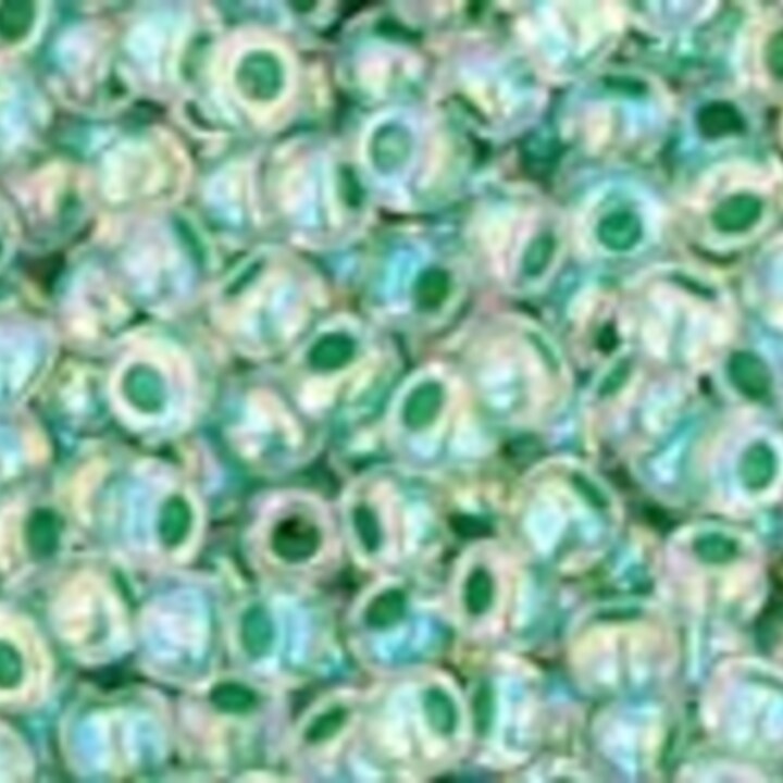 Margele Toho rotunde 11/0 - Inside-Color Rainbow Crystal/Shamrock Lined