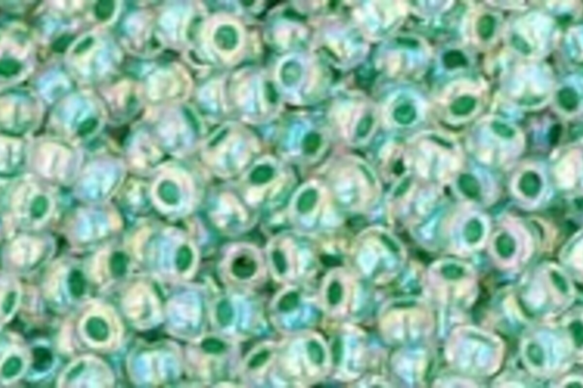 Margele Toho rotunde 11/0 - Inside-Color Rainbow Crystal/Shamrock Lined