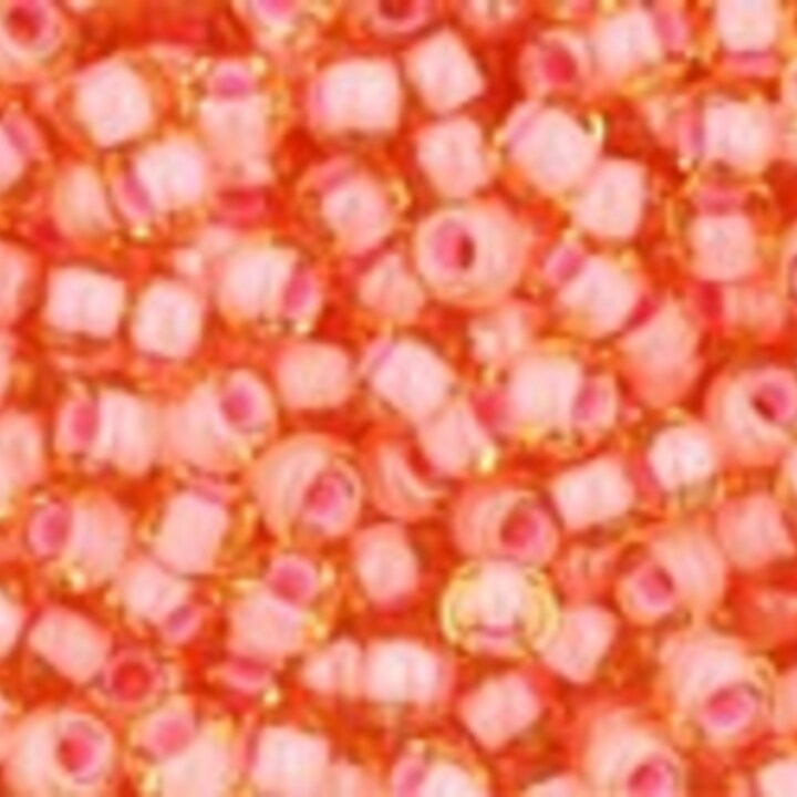 Margele Toho rotunde 11/0 - Inside-Color Lt Topaz/Coral Pink Lined