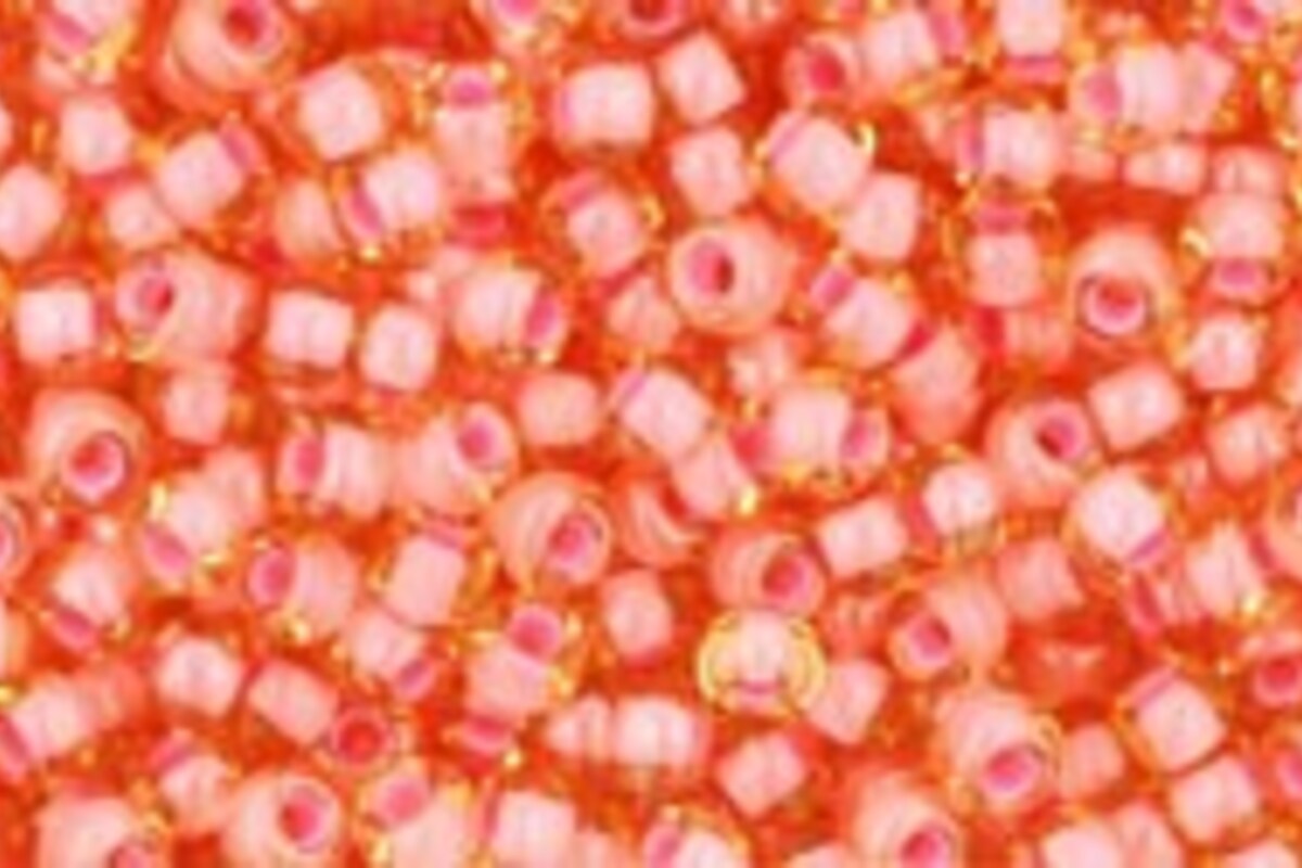 Margele Toho rotunde 11/0 - Inside-Color Lt Topaz/Coral Pink Lined