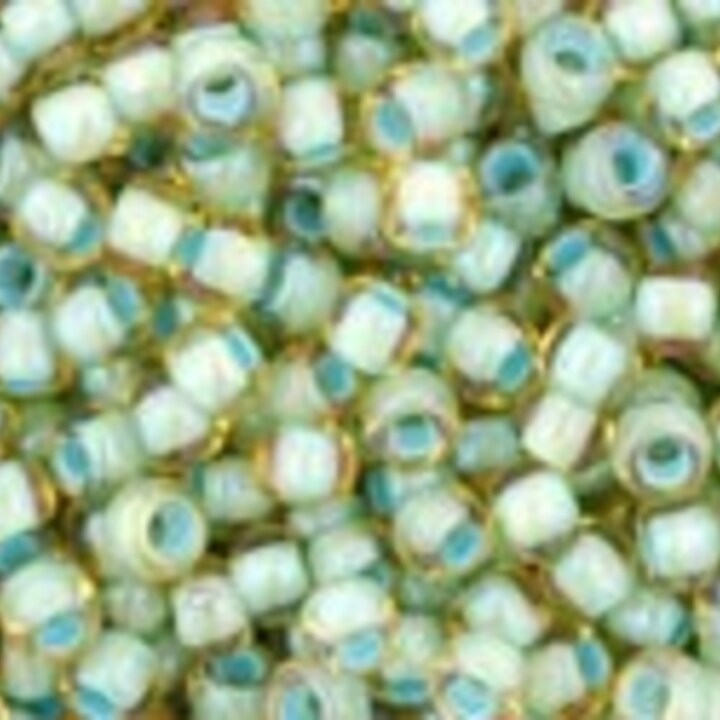 Margele Toho rotunde 11/0 - Inside-Color Rainbow Lt Topaz/Sea Foam Lined