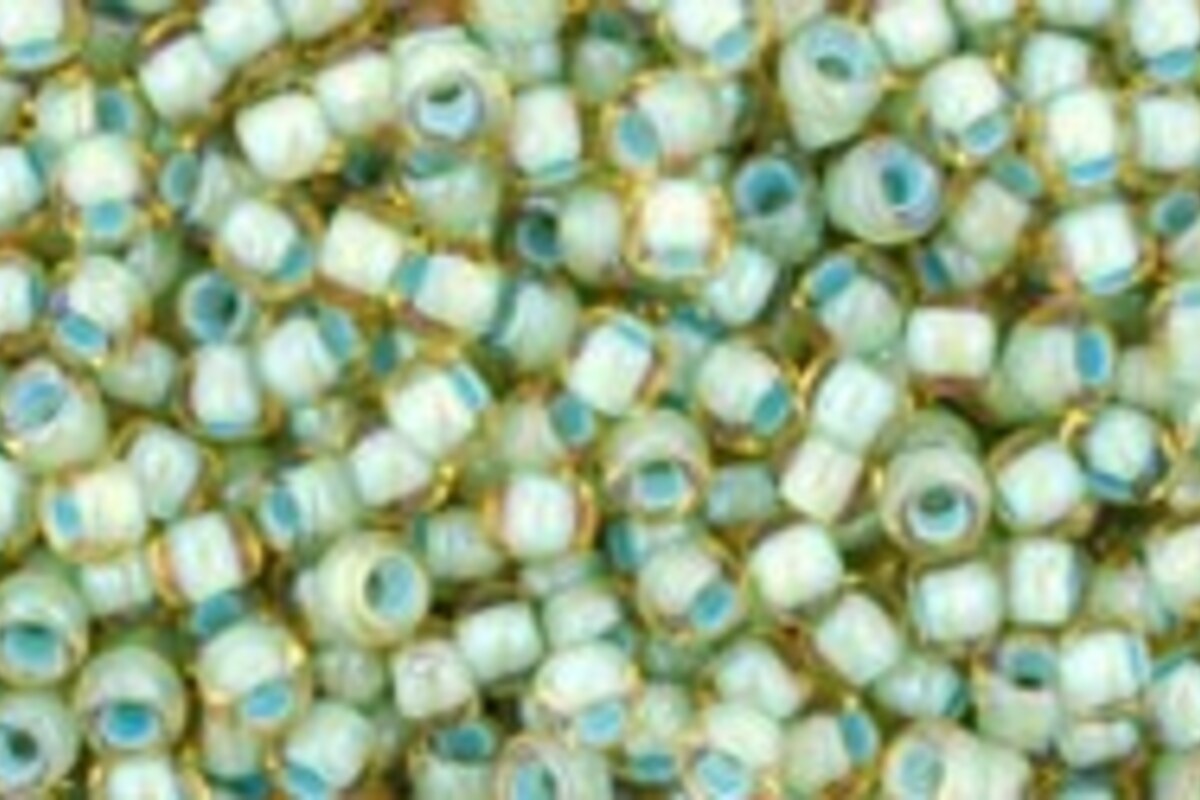 Margele Toho rotunde 11/0 - Inside-Color Rainbow Lt Topaz/Sea Foam Lined