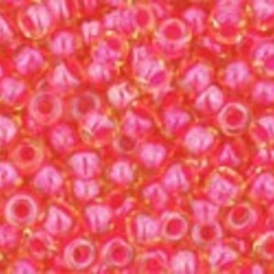 Margele Toho rotunde 11/0 - Luminous Lt Topaz/Neon Pink Lined