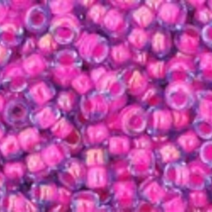 Margele Toho rotunde 11/0 - Luminous Lt Sapphire/Neon Pink Lined
