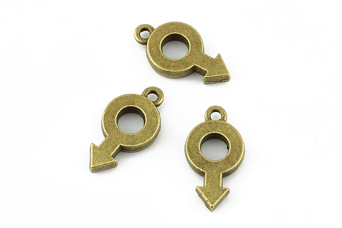 Charm bronz semn masculin 22x11mm