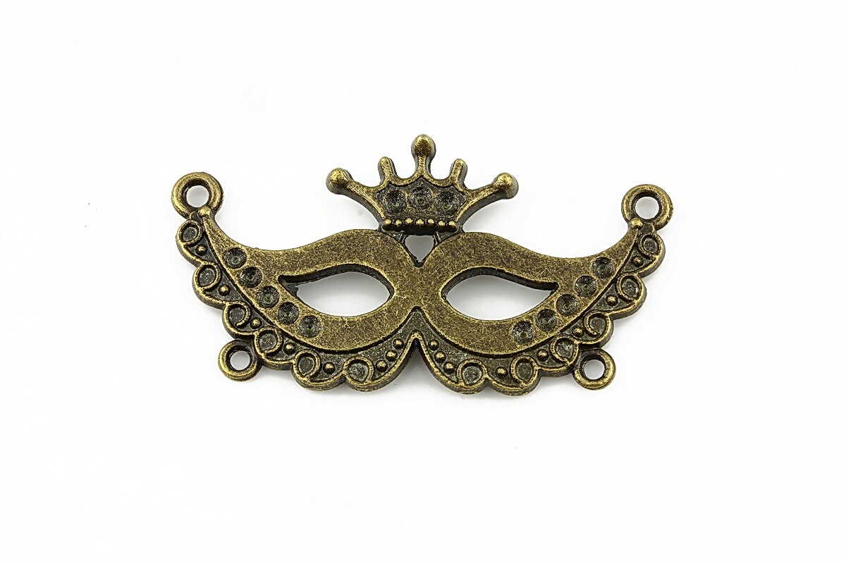 Link bronz masca venetiana cu orificii pentru rhinestone 40x21mm