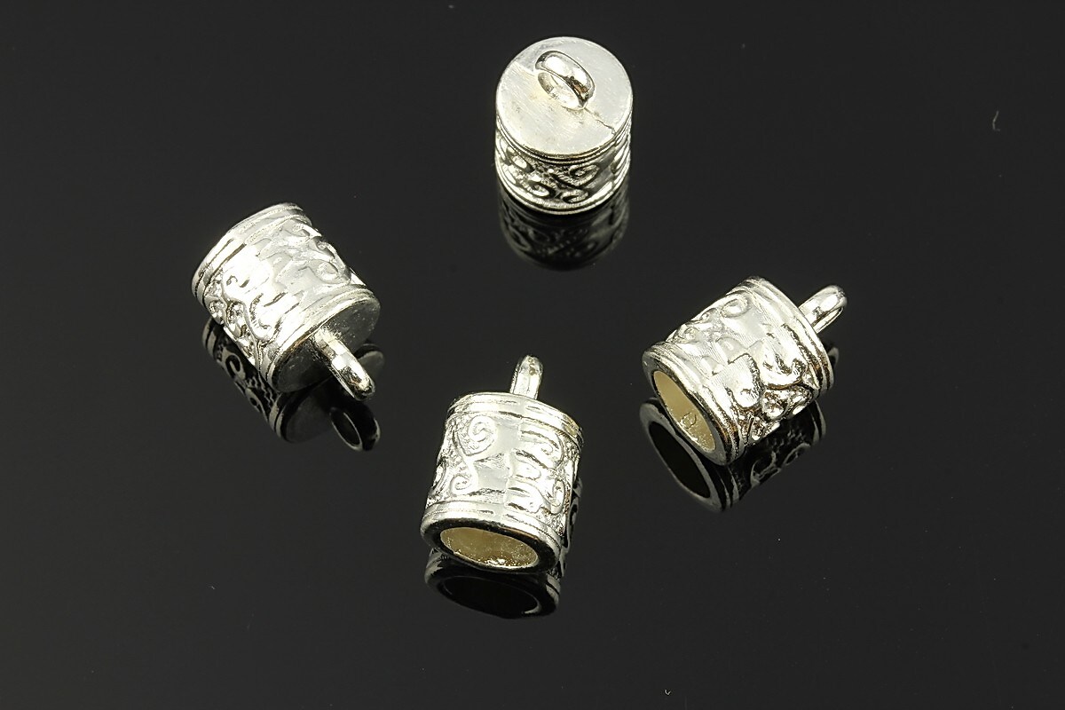 Capat de snur argintiu 14x8mm (interior 6mm)