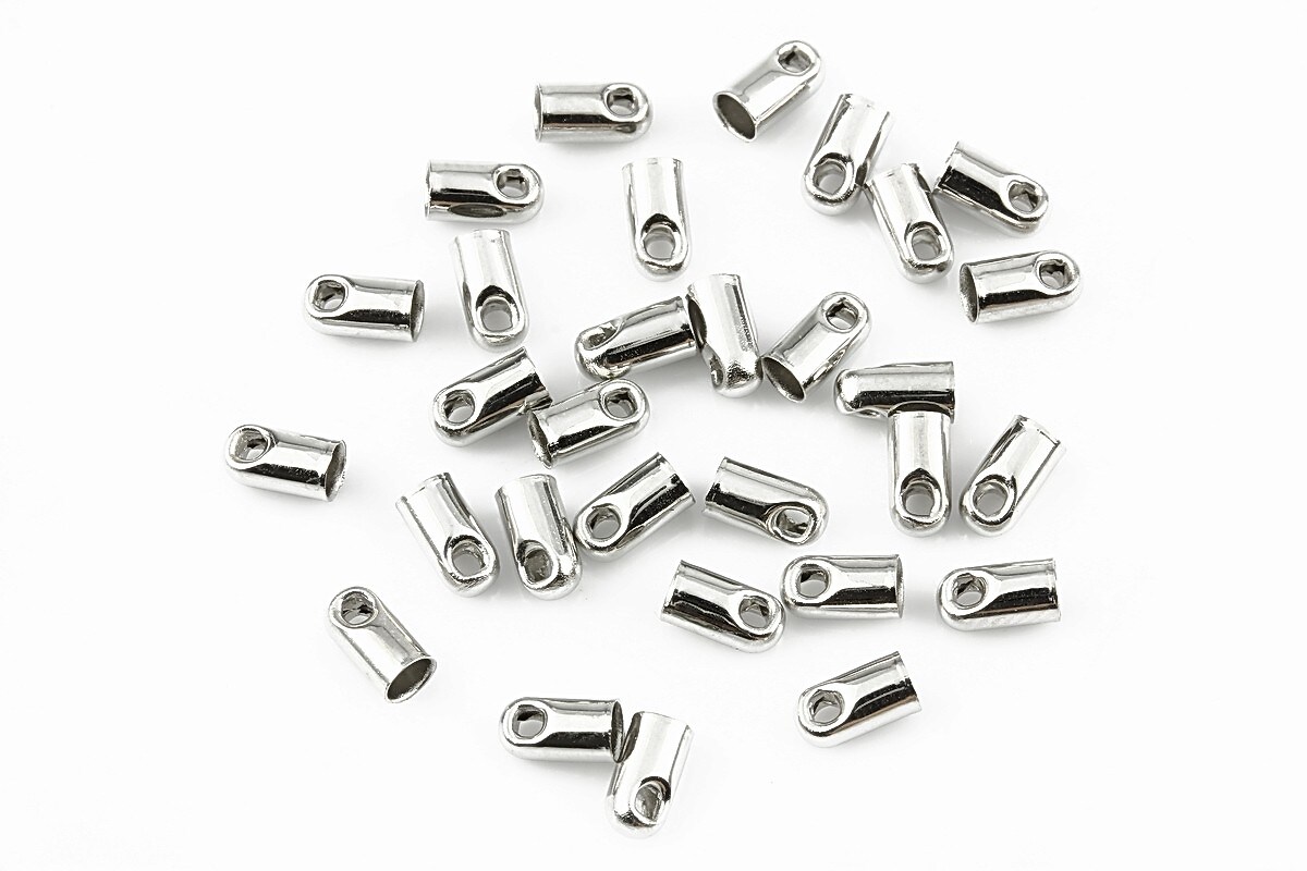 Capat snur argintiu inchis, interior 2,4mm (10buc.)