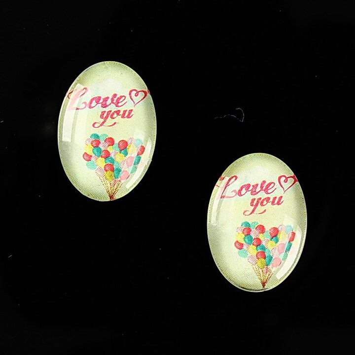 Cabochon sticla 18x13mm "This is love" cod 863