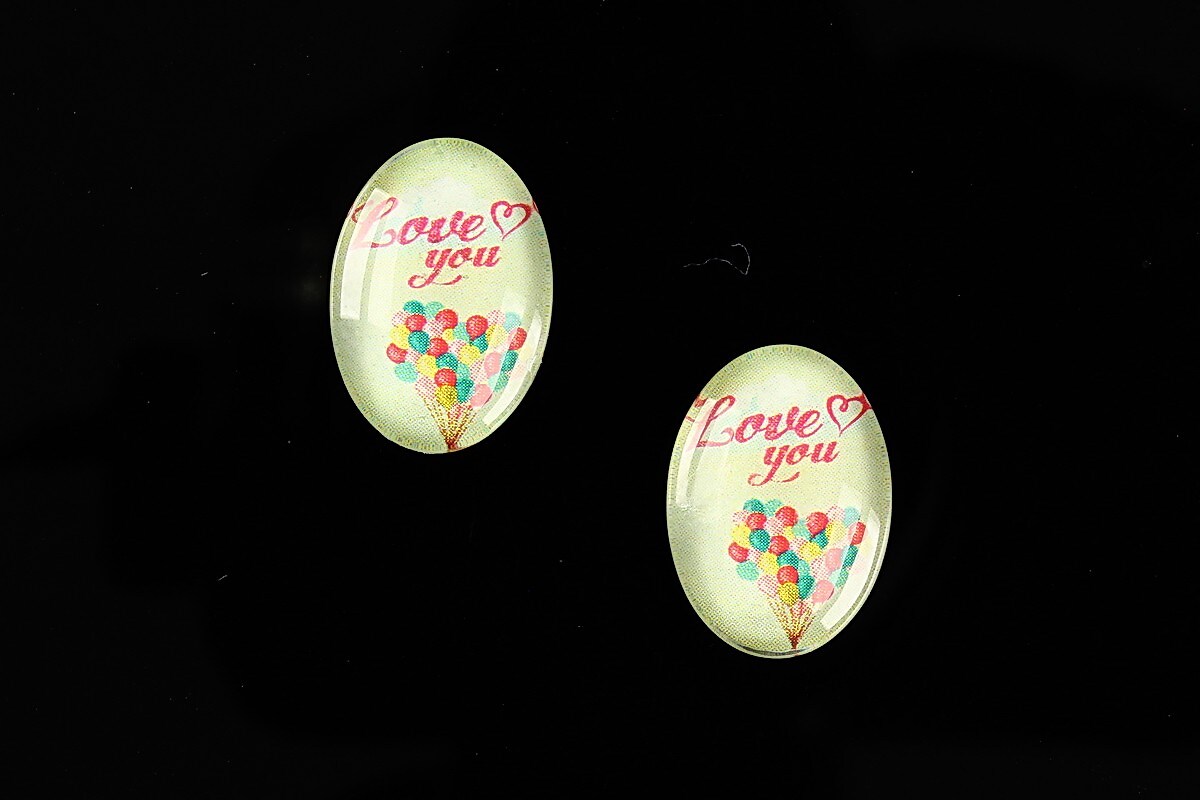 Cabochon sticla 18x13mm "This is love" cod 863