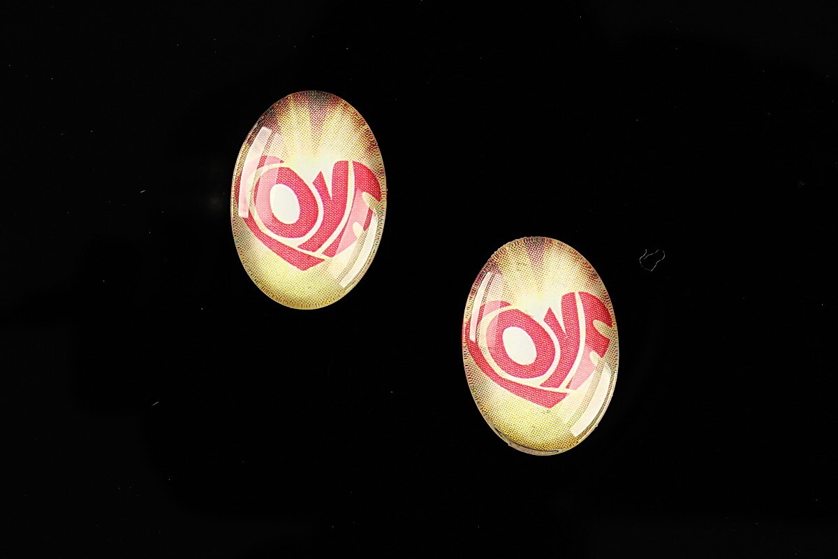 Cabochon sticla 18x13mm "This is love" cod 864