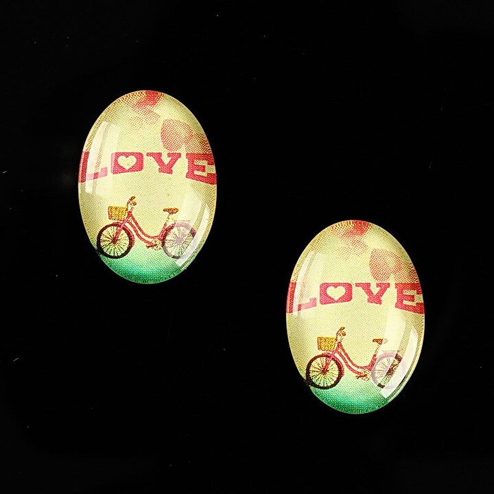 Cabochon sticla 18x13mm "This is love" cod 865
