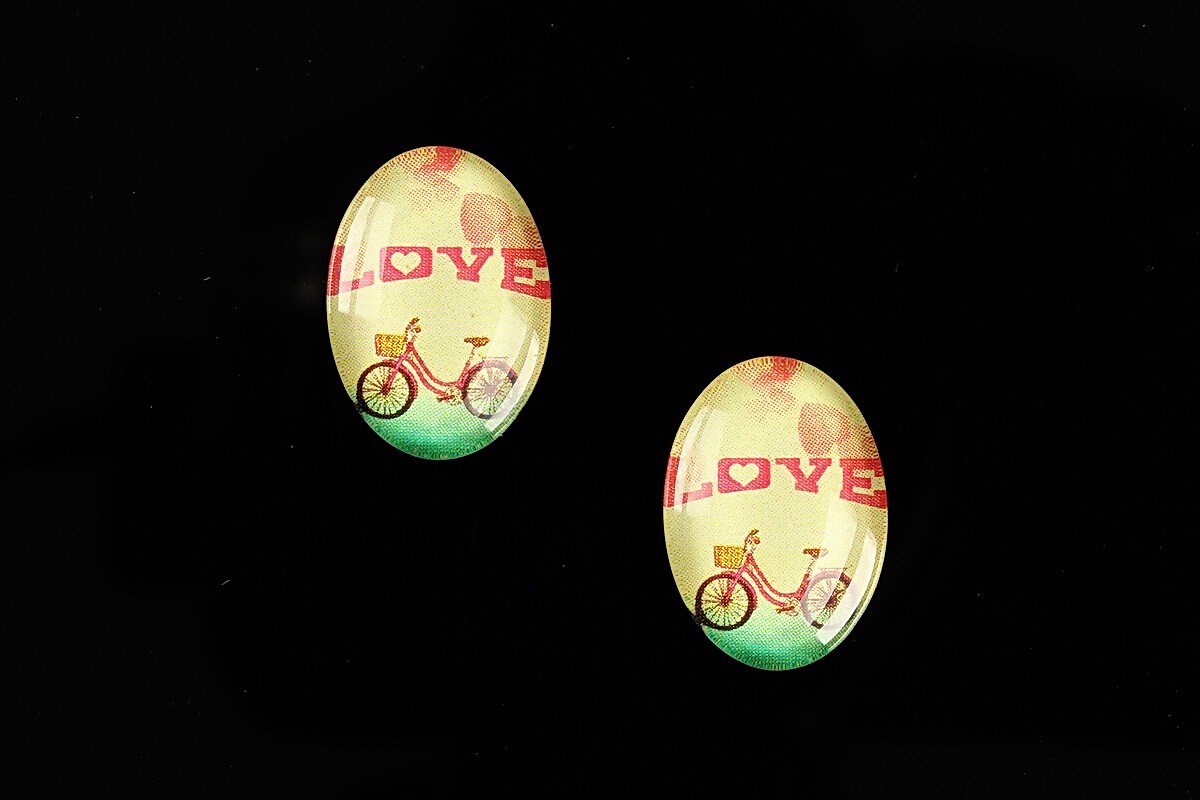Cabochon sticla 18x13mm "This is love" cod 865