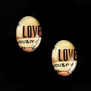 Cabochon sticla 18x13mm "This is love" cod 866