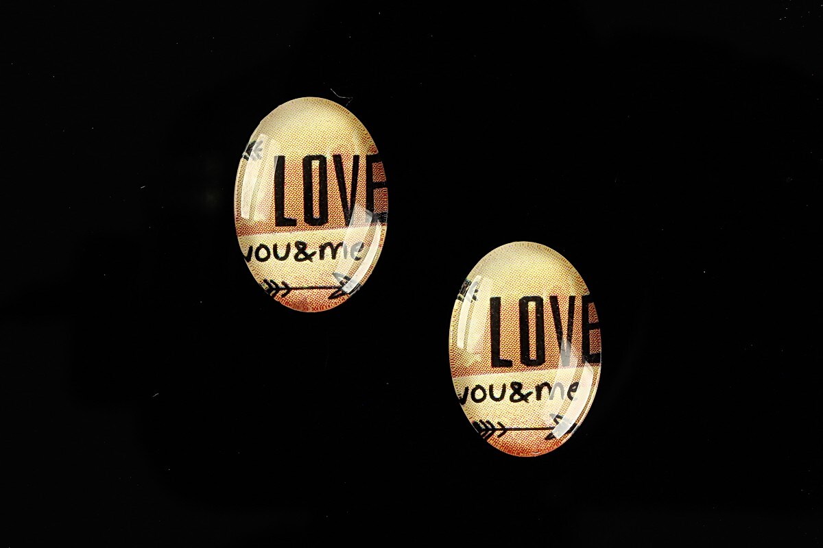 Cabochon sticla 18x13mm "This is love" cod 866