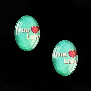 Cabochon sticla 18x13mm "This is love" cod 867