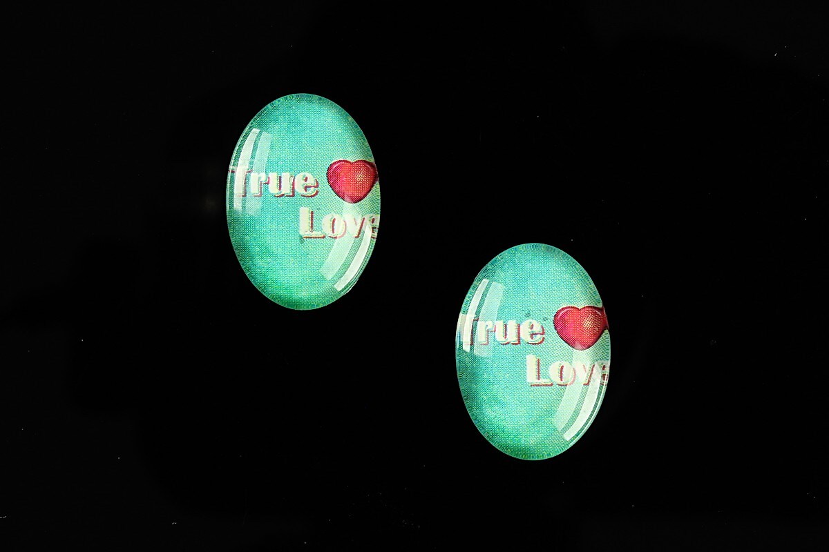 Cabochon sticla 18x13mm "This is love" cod 867