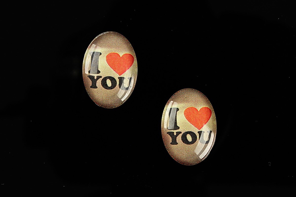 Cabochon sticla 18x13mm "This is love" cod 868