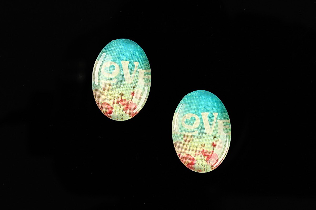 Cabochon sticla 18x13mm "This is love" cod 869