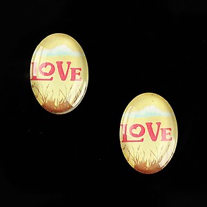 Cabochon sticla 18x13mm "This is love" cod 870