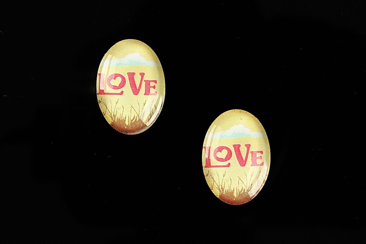 Cabochon sticla 18x13mm "This is love" cod 870