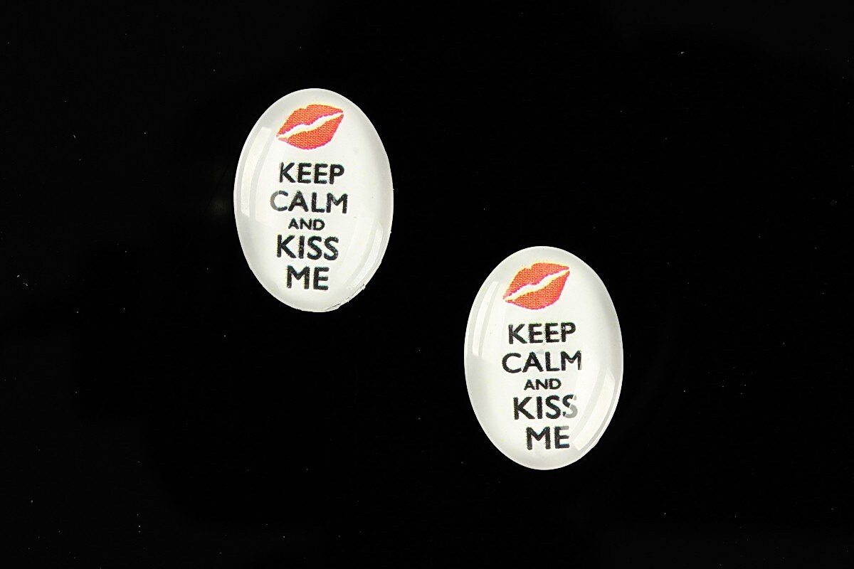 Cabochon sticla 18x13mm "Always Keep Calm" cod 874