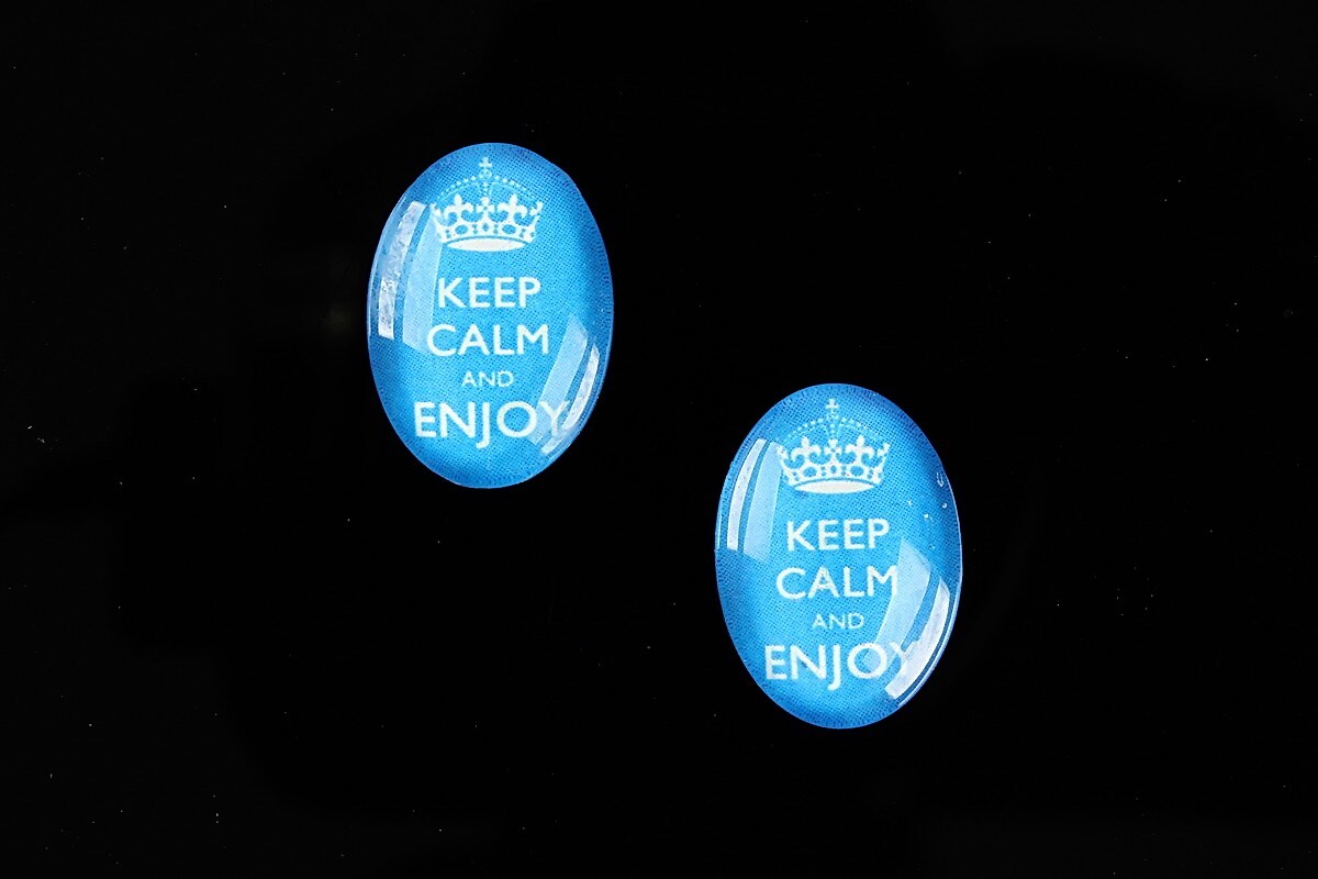 Cabochon sticla 18x13mm "Always Keep Calm" cod 876