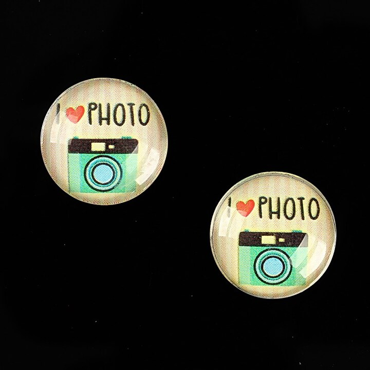 Cabochon sticla 16mm "Vintage Camera" cod 883