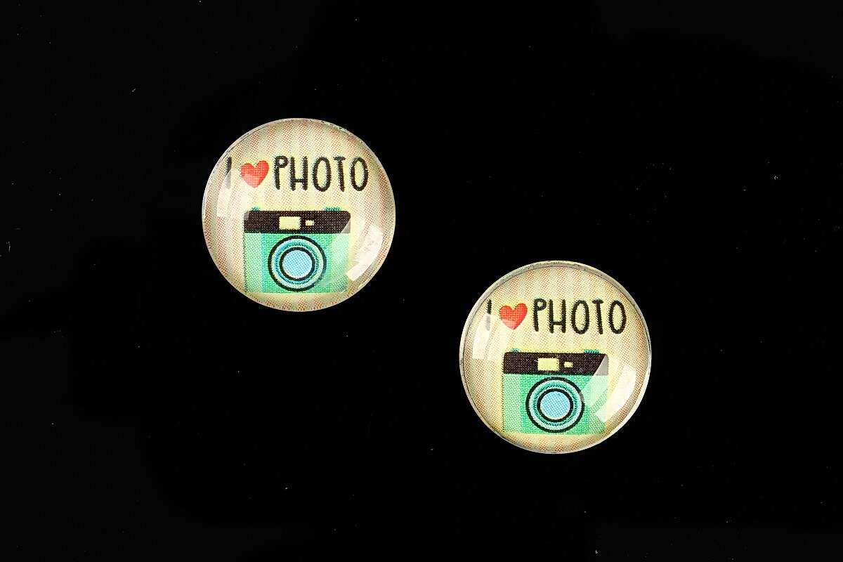 Cabochon sticla 16mm "Vintage Camera" cod 883