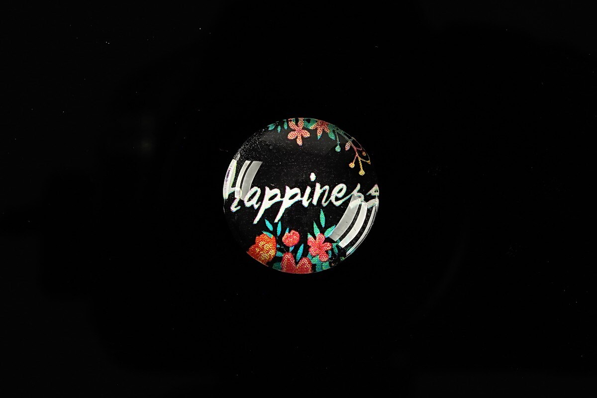 Cabochon sticla 18mm "Happiness" cod 927