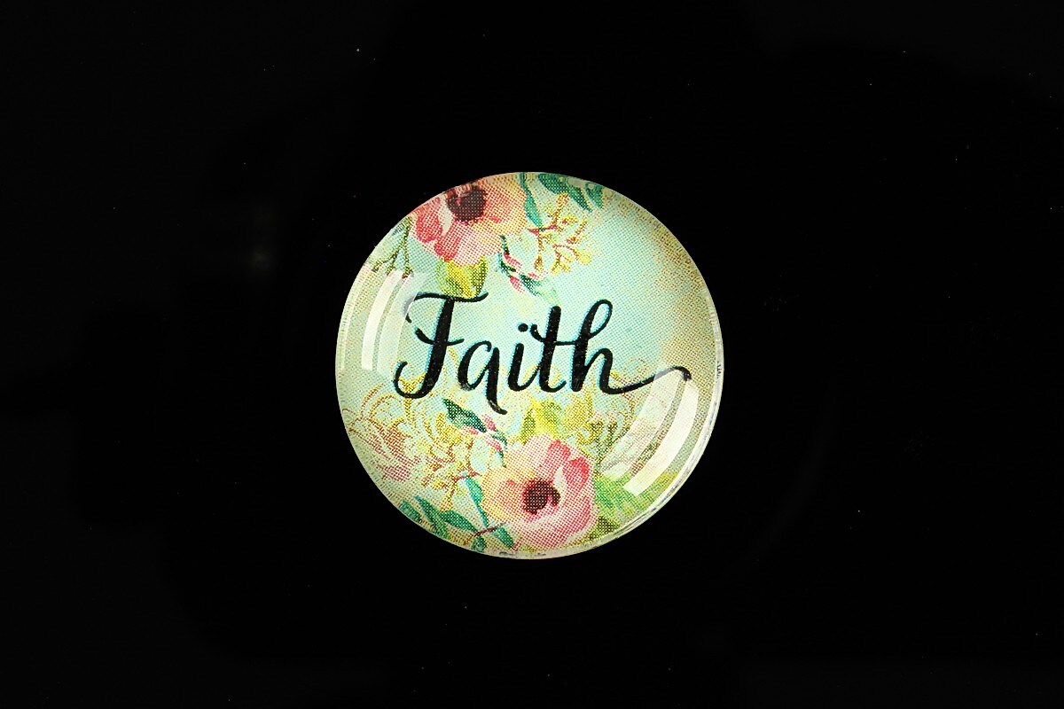 Cabochon sticla 25mm "Faith" cod 933