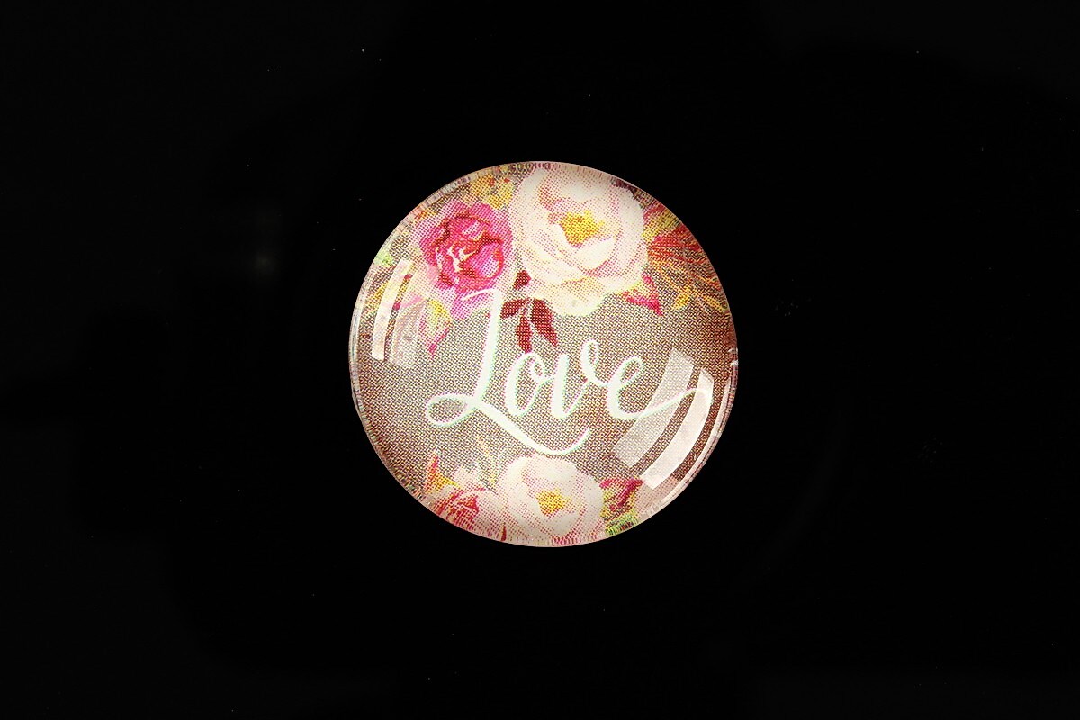 Cabochon sticla 25mm "Love" cod 935