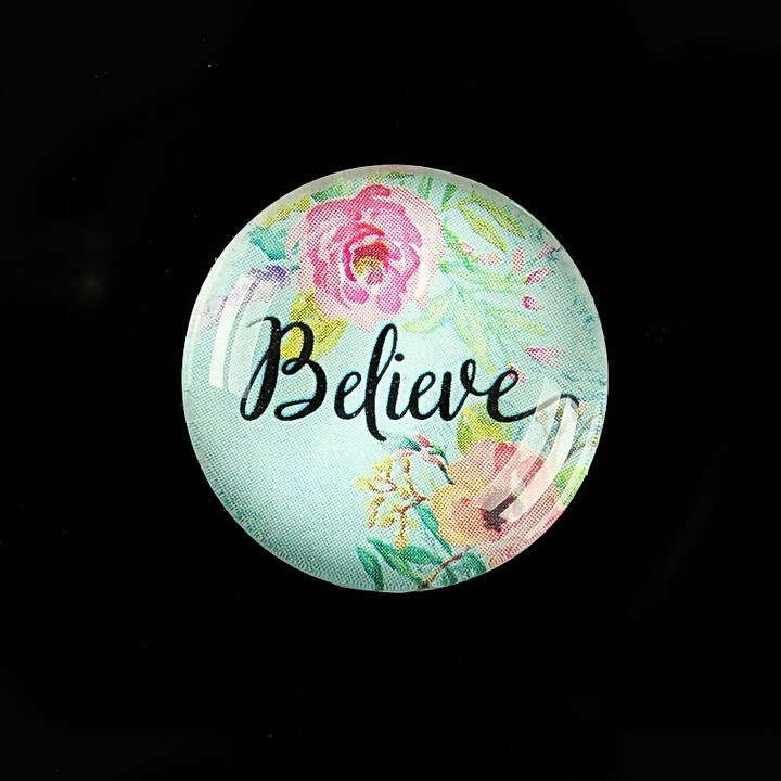 Cabochon sticla 25mm "Believe" cod 936