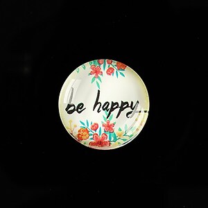 Cabochon sticla 20mm "be happy" cod 941