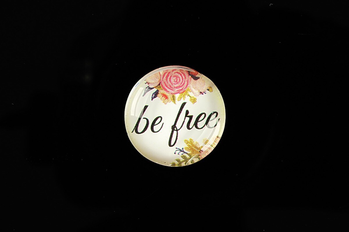 Cabochon sticla 20mm "be free" cod 943