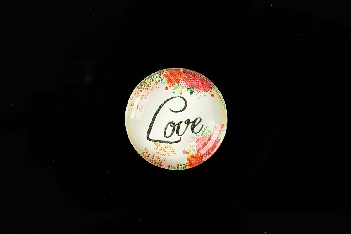 Cabochon sticla 20mm "Love" cod 944