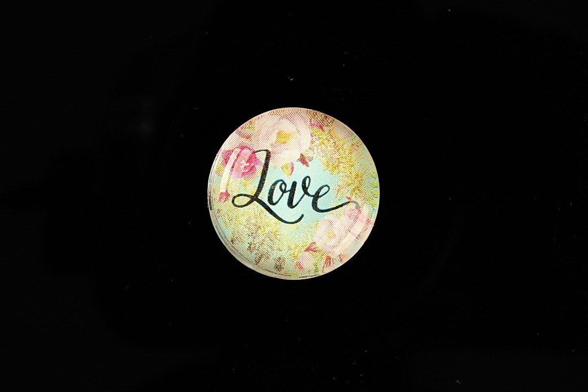 Cabochon sticla 20mm "Love" cod 960