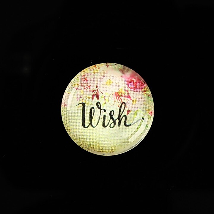 Cabochon sticla 20mm "Wish" cod 964