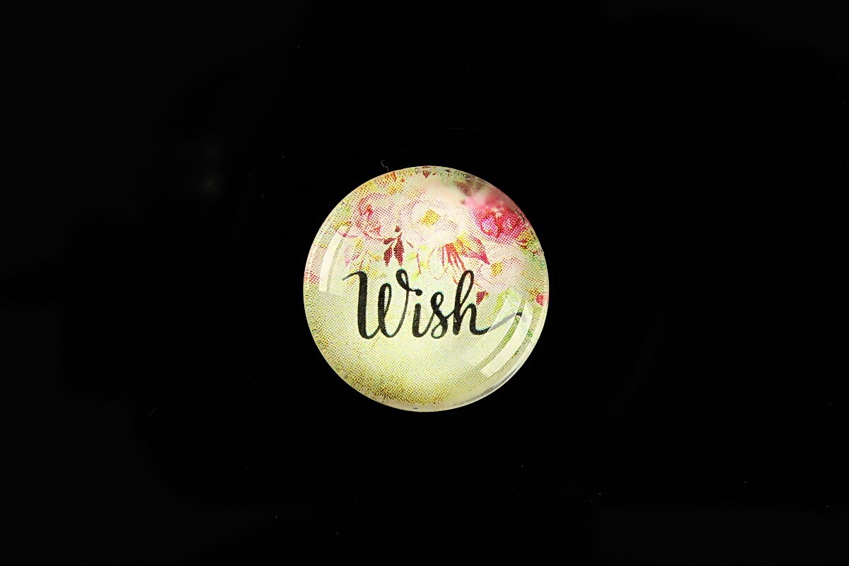 Cabochon sticla 20mm "Wish" cod 964