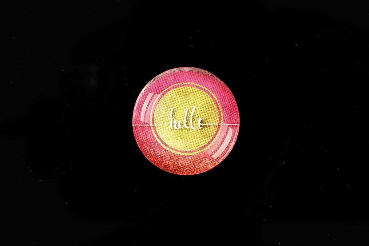 Cabochon sticla 20mm "hello" cod 966