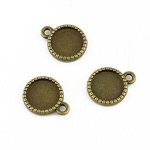 Baza cabochon bronz cu 2 fete 15x12mm, interior 10mm