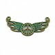 Link bronz antichizat cu patina verde, simbol peace cu aripi 33x18mm