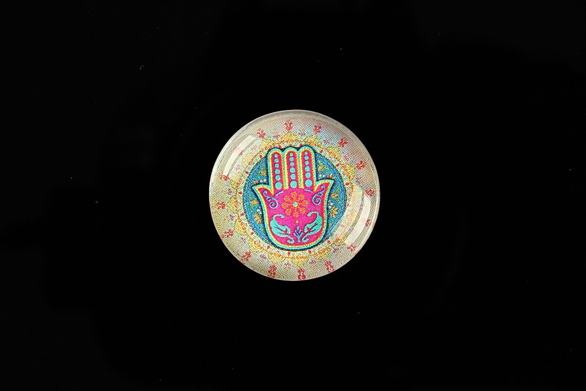 Cabochon sticla 20mm "Colorful Hamsa" cod 710